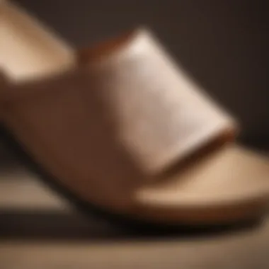 Close-up of a cushioned footbed in a flat sandal