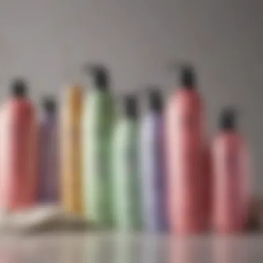 Conditioner bottles highlighting various scents and benefits