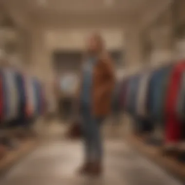 A shopper browsing through a Polo Ralph Lauren store