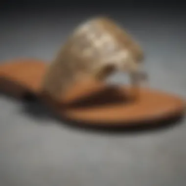 High-Quality Materials in Tory Burch Sandals Close-up of high-quality materials used in Tory Burch sandals.