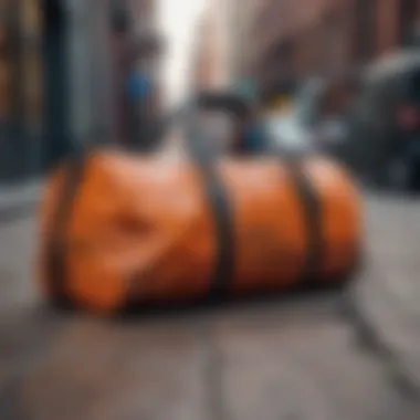 Duffel Bag in Urban Lifestyle A duffel bag in an urban setting, perfect for a dynamic lifestyle