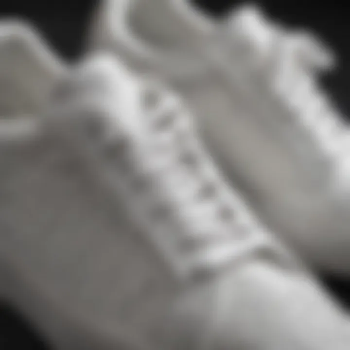 Close-up of white sneaker materials showcasing texture