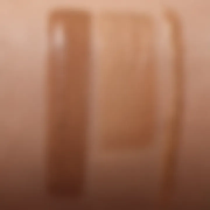 Close-up of foundation swatches on oily skin