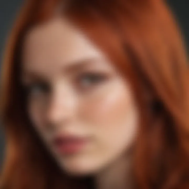 Close-up of healthy red hair with shine