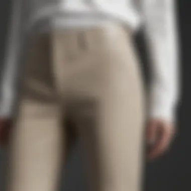 Detailed view of the design elements in Helmut Lang pull-on pants