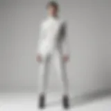 Elegant display of Helmut Lang pull-on pants showcasing unique fabric texture