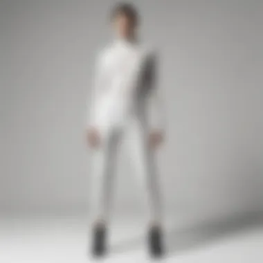 Elegant display of Helmut Lang pull-on pants showcasing unique fabric texture