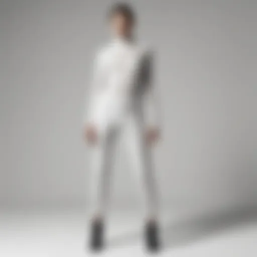 Elegant display of Helmut Lang pull-on pants showcasing unique fabric texture