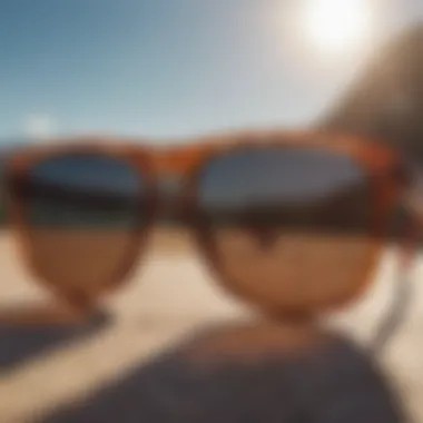 Close-up of eco-friendly sunglasses made from sustainable materials