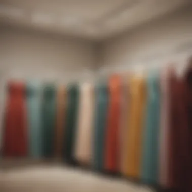 A selection of elegant dresses hanging on a rack at H&M, showcasing various colors and styles.