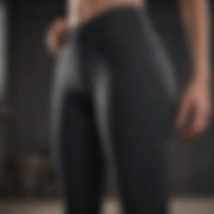 A close-up of leggings highlighting functional pockets