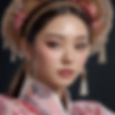 An artistic representation of K-Beauty cultural significance through traditional motifs.