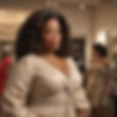 An image capturing Oprah Winfrey during a fashion collaboration with a well-known designer, illustrating her influence in the industry.