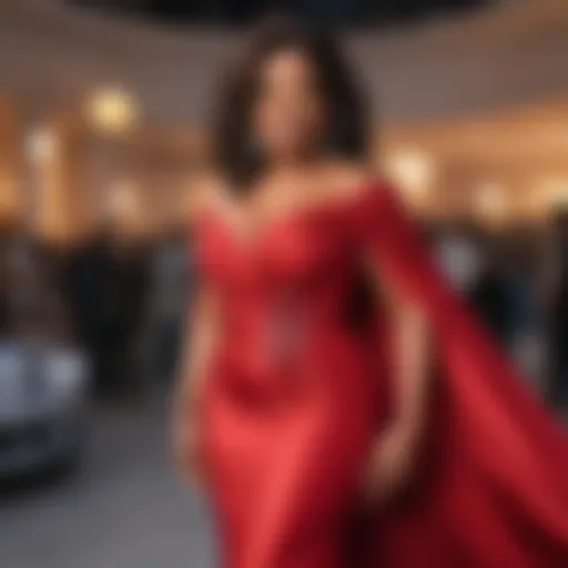 Oprah Winfrey in a stunning red gown at a gala event showcasing her bold fashion choices.