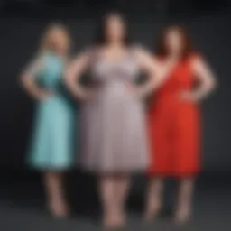 A vibrant plus-size fashion display showcasing diverse styles