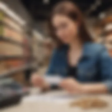 Calculating Savings with Promo Codes Illustration of a shopper calculating savings with promo codes