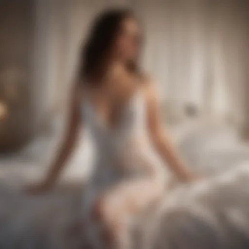Elegant lace negligee draped on a plush bed