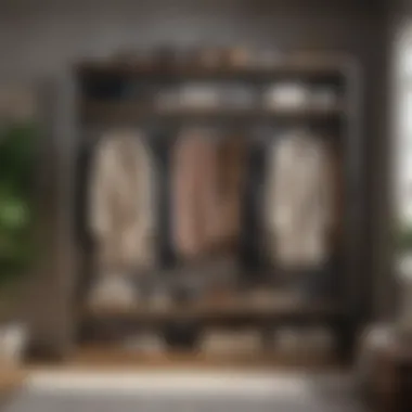 A well-organized wardrobe displaying various stylish outfits and accessories, showcasing a blend of personal style and professionalism.