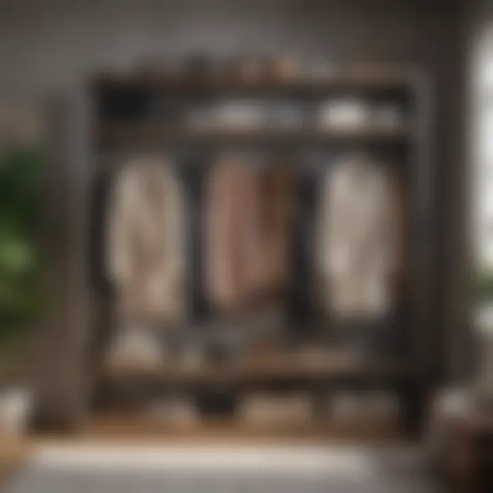 A well-organized wardrobe displaying various stylish outfits and accessories, showcasing a blend of personal style and professionalism.