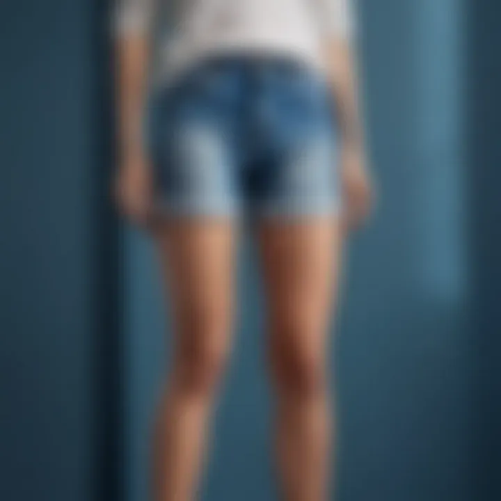 Stylish denim bermuda shorts displayed on a vibrant background