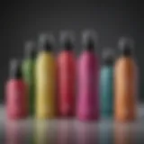 A beautifully arranged selection of dry hair shampoo sprays showcasing various brands and packaging.