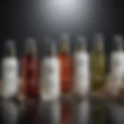 A selection of hair serums with natural ingredients displayed elegantly.