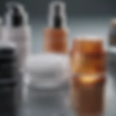 Close-up of skincare ingredients such as retinol and hyaluronic acid