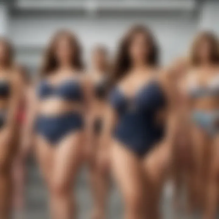 Diverse styles of plus size swimsuits showcased on a rack