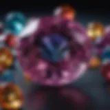 A close-up view of exquisite gemstone craftsmanship showcasing vibrant colors