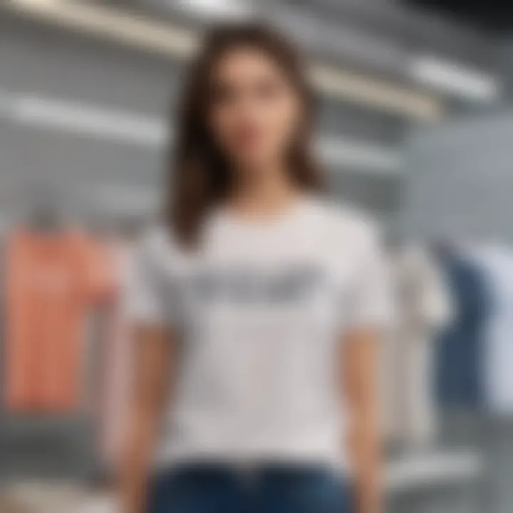 A selection of sustainable short sleeve t-shirts displayed in an eco-friendly setting.