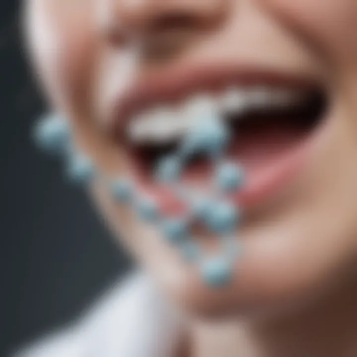 Close-up of fluoride molecular structure in dental care