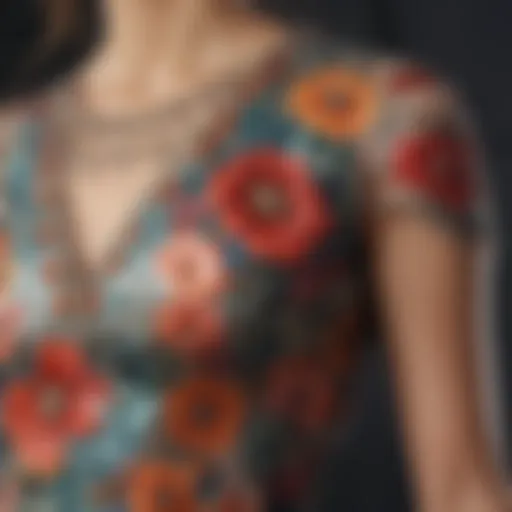 Close-up of floral pattern on the Anthropologie dress