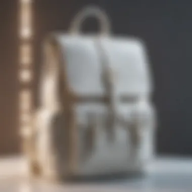 Detailed craftsmanship of a white leather laptop backpack