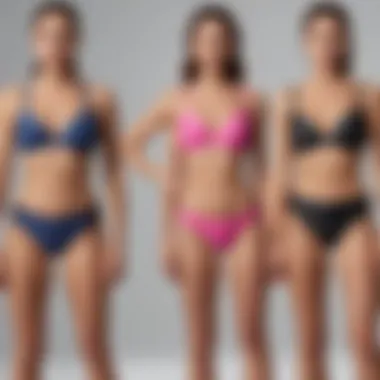 Swimwear fit guide illustrating various body shapes and suitable styles