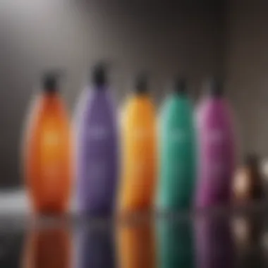 An assortment of shampoos catering to different hair types