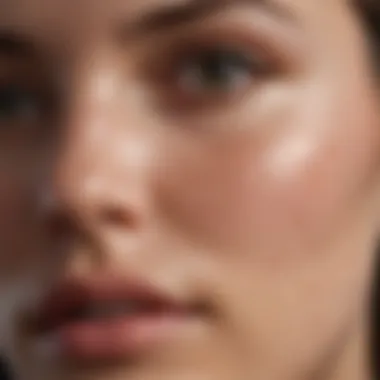 Close-up of healthy skin with natural ingredients