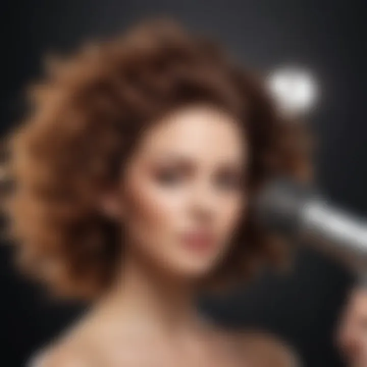 Demonstration of the oval blow dryer brush in action, illustrating its effectiveness on hair.