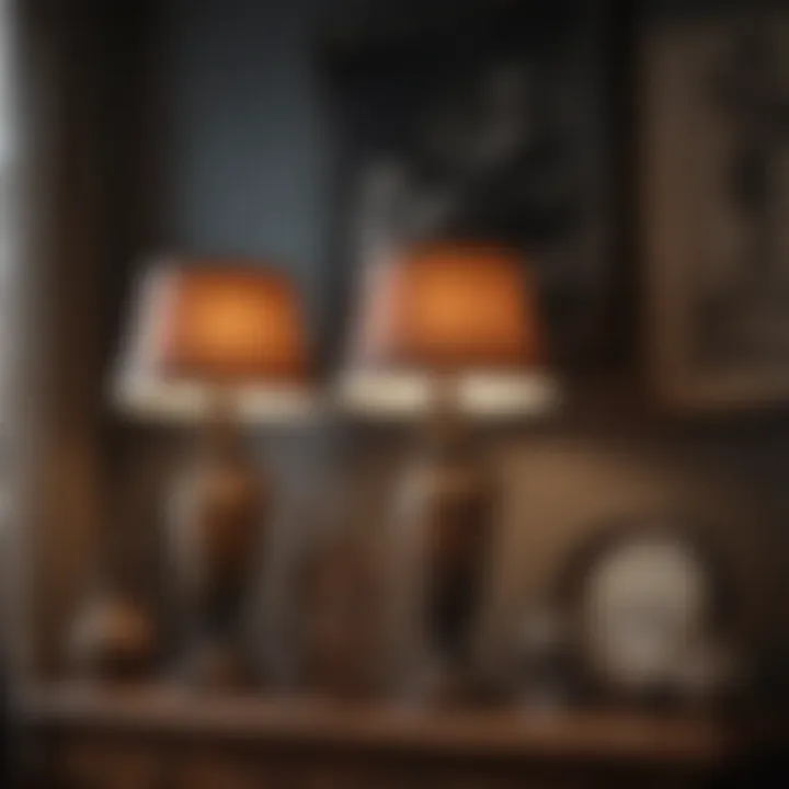 An eclectic collection of vintage home decor items including lamps, vases, and art pieces.