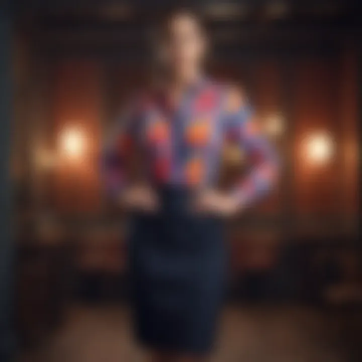 Colorful blouse paired with a sophisticated pencil skirt