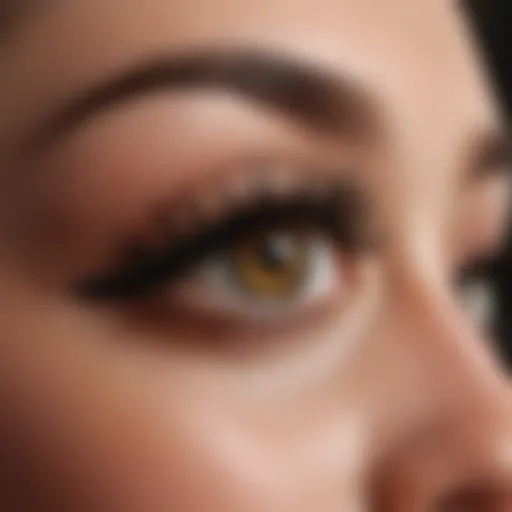 Close-up view of fiber mascara wand with fibers visible.