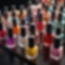 A vibrant array of gel-like nail polishes in various colors