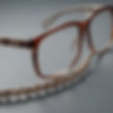 Close-up of a stylish glasses cord chain made from eco-friendly materials.