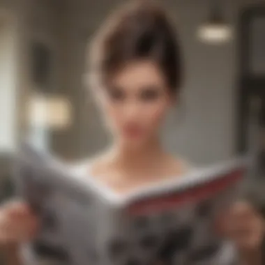 Stylish woman flipping through a hairstyle magazine