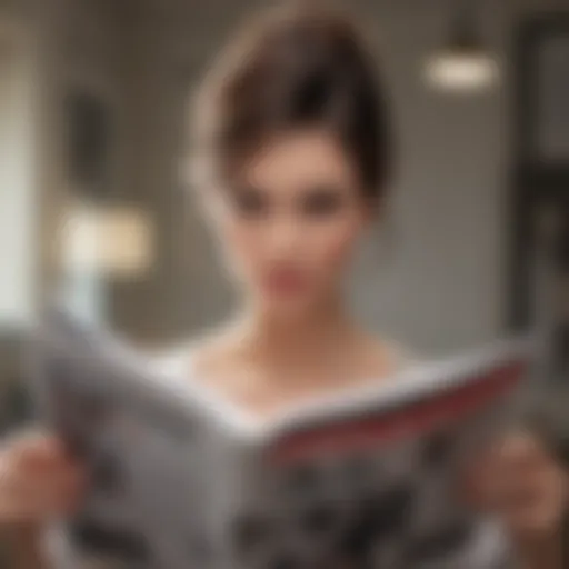 Stylish woman flipping through a hairstyle magazine