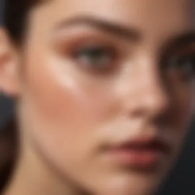 Close-up of a model showcasing natural eyeshadow application on hazel eyes