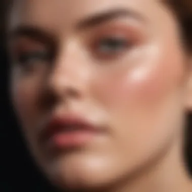 Close-up of blush application on cheeks