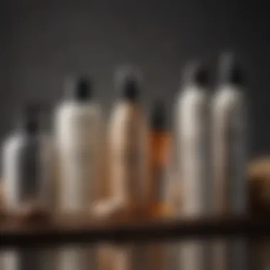 Hair care products lined up