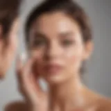 A woman applying SPF cream on her face in a bright setting