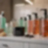 A close-up of skincare products on a vanity, highlighting their textures and colors