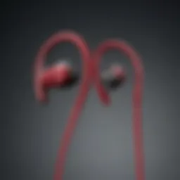 Close-up of Powerbeats in-ear headphones showcasing their sleek design